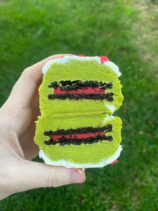 He's A Mean One (Free modification to the Christmas Tree Cake Cookie Recipe.)